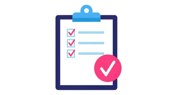 Checklist clipboard icon with red checkmarks