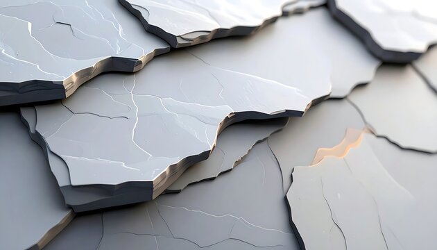 Natural grey slate stone tiles stacked with rough edges and soft natural daylight creating a minimalist abstract background