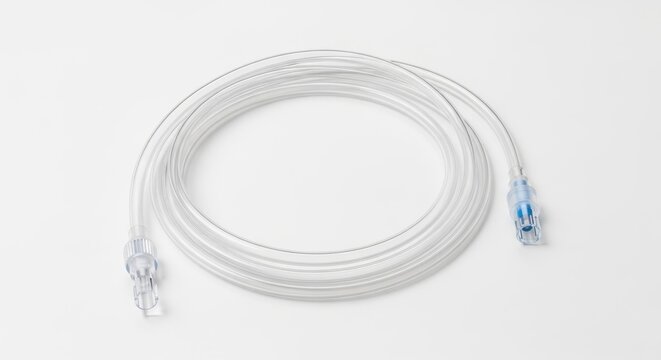 Coiled clear ethernet cable with blue connectors