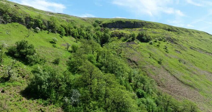 Green hills in Yorkshire Dales on a sunny day