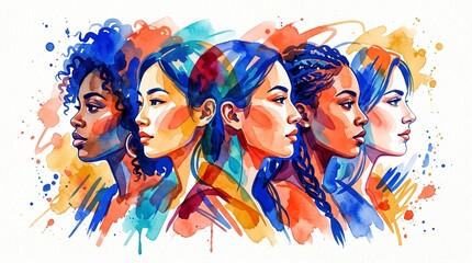 Fototapeta premium Bold Contemporary Multicultural Art Illustration Celebrating Diversity and Creativity