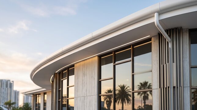 Contemporary white building facade with wood accents