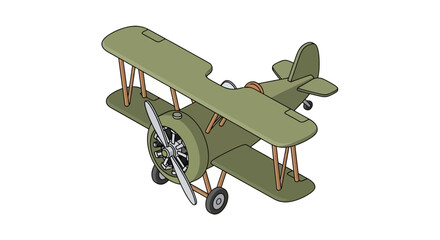 Vintage military biplane with green paint and propeller © cintya