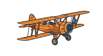 Vibrant orange vintage biplane in flight © cintya
