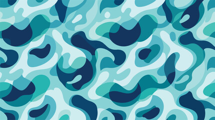 Seamless blue camouflage pattern with fluid organic shapes © Pixel Studio