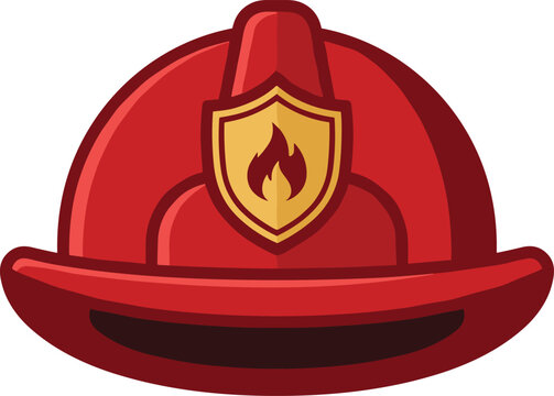 Red Firefighter Helmet Vector Illustration Isolated on White Background for Emergency and Fire Safety Designs