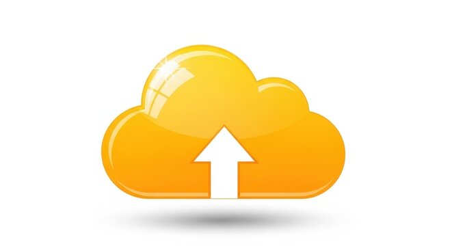 Yellow cloud icon with white upload arrow