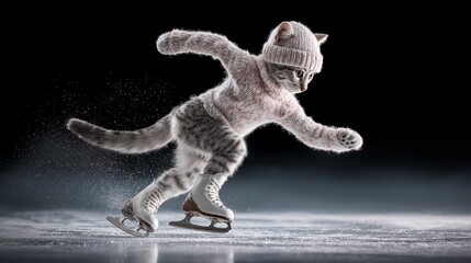 Fototapeta premium Cat figure skating
