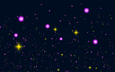 Fantasy dreamscape backdrop with shining colorful stardust and magical light effects. © abu