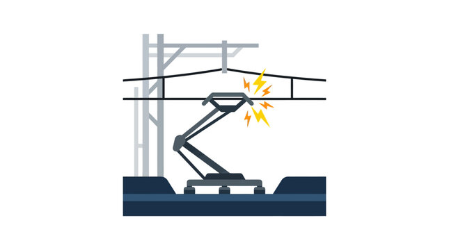 Electric Train Pantograph Sparking on Overhead Line Equipment Catenary Wire Cable Icon