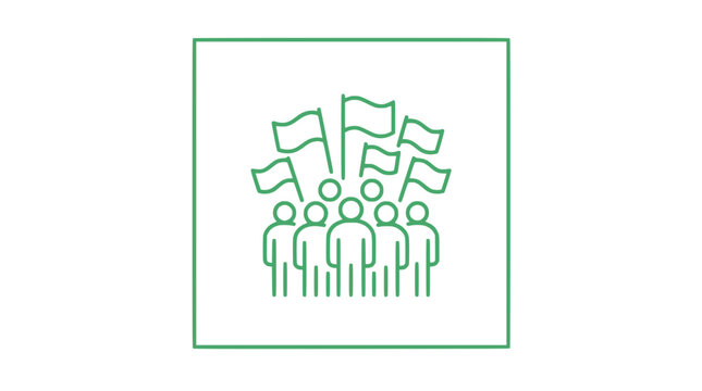 Teamwork Flag Group People Icon Business Success Celebration Leadership