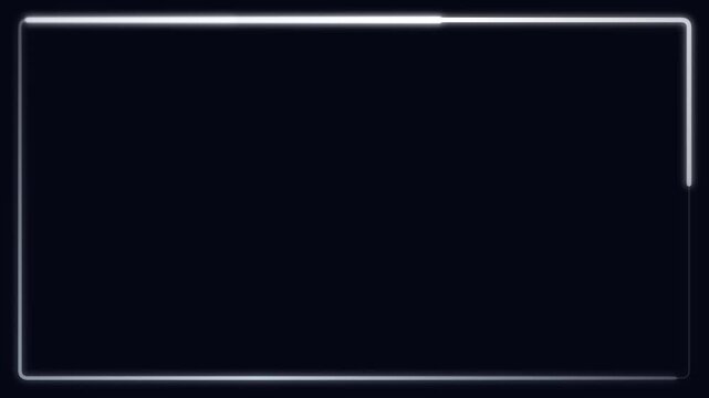 glowing neon rectangle frame, futuristic interface element, cyber technology background, abstract digital border with light effect