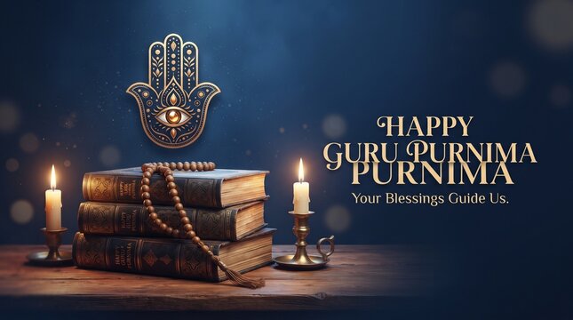 Happy Guru Purnima: Gold Hamsa, Books, Candles