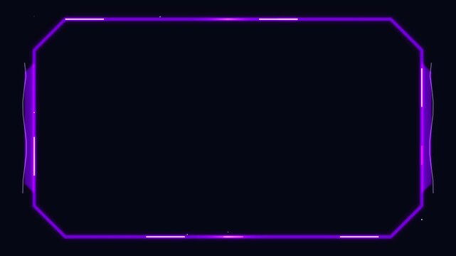 Glowing neon purple geometric frame, digital abstract border, futuristic design element, cool technology background