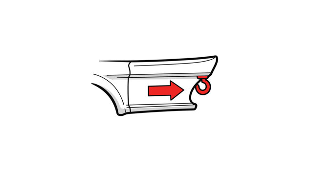 Stylized Car Bumper with Red Tow Hook