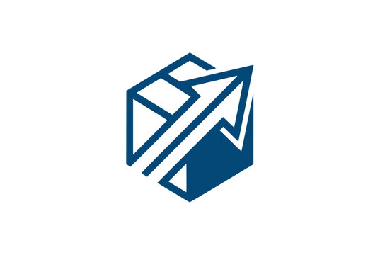 Hexagonal box with upward arrow graphic