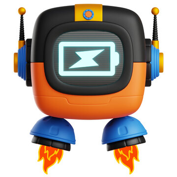 Low Battery Chatbot 3D Illustration