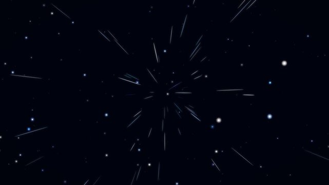Dynamic abstract deep blue space hyperspace travel motion graphic animation with bright energetic star streaks