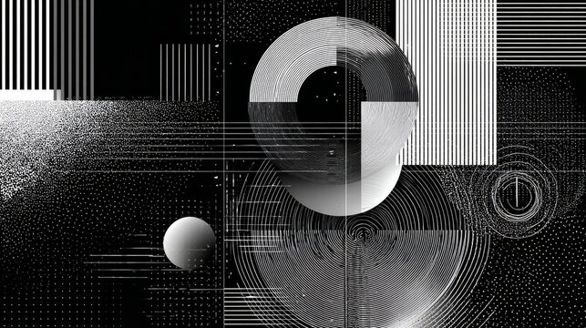 Minimal black and white abstract background with modern geometric graphic elements, clean monochrome design, contemporary minimal pattern, elegant contrast texture, corporate presentation backdrop, lu