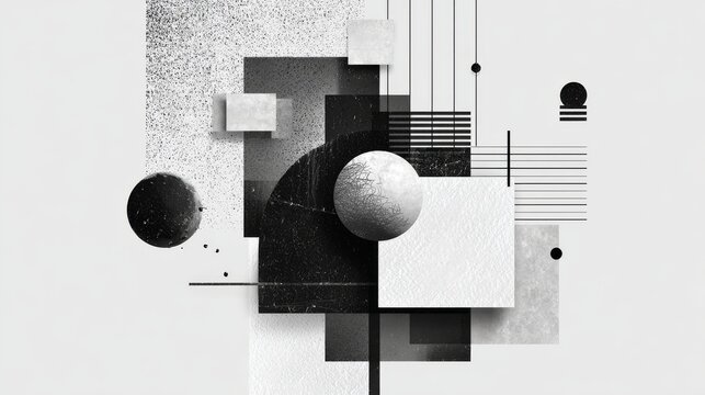 Minimal black and white abstract background with modern geometric graphic elements, clean monochrome design, contemporary minimal pattern, elegant contrast texture, corporate presentation backdrop, lu