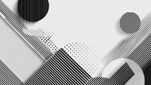Minimal black and white abstract background with modern geometric graphic elements, clean monochrome design, contemporary minimal pattern, elegant contrast texture, corporate presentation backdrop, lu