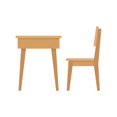Fototapeta premium A simple wooden student desk paired with a matching chair