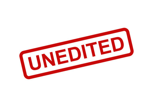 Red rectangular rubber stamp with the text unedited inside on a clean design for professional document editing isolated on transparent background