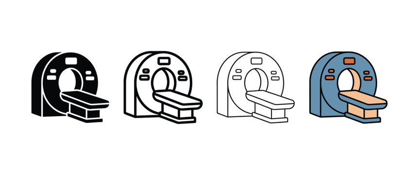Medical scanner machine icon set for scientific and healthcare illustrations