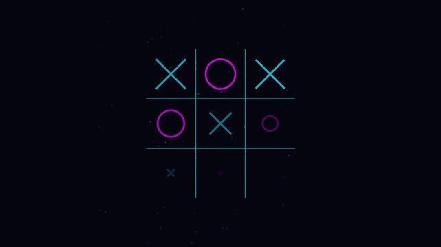 Digital Tic Tac Toe Game with Neon Lines and Vibrant Colors.