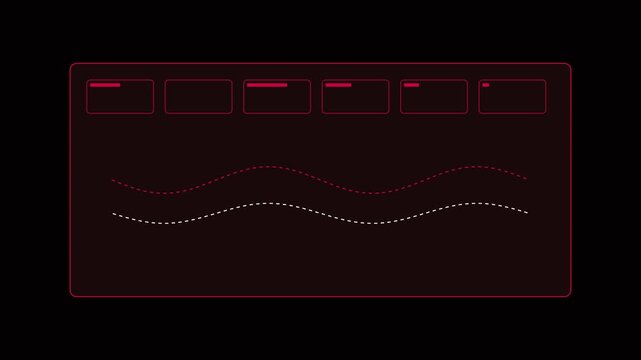 Minimalist hud interface with animated data waves and digital status bars for tech ui animation 4k overlay