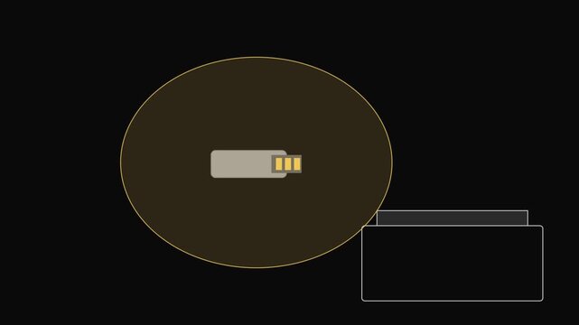 Usb flash drive data transfer animation with loading progress indicator 4k