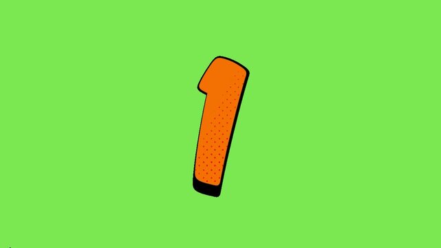 Comic style number one vector illustration with halftone pattern on green background