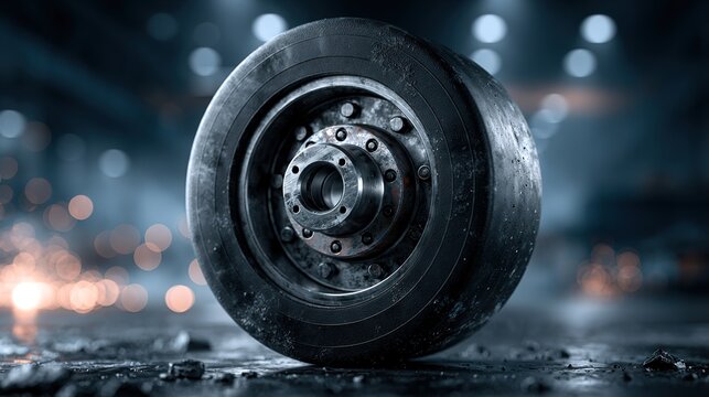 Heavy duty AGV drive wheel assembly with polyurethane tire and steel hub for automated guided vehicles, large industrial copy space