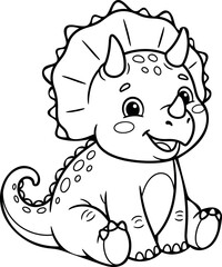 Baby triceratops dinosaur coloring page for kids © Jahidul