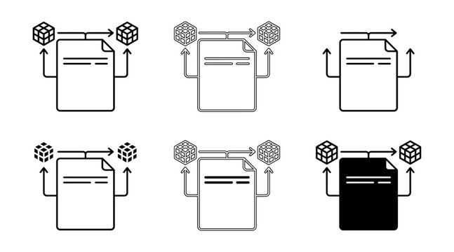 Isolated flat icons of modern server racks with network connections isolated on transparent background, Vector