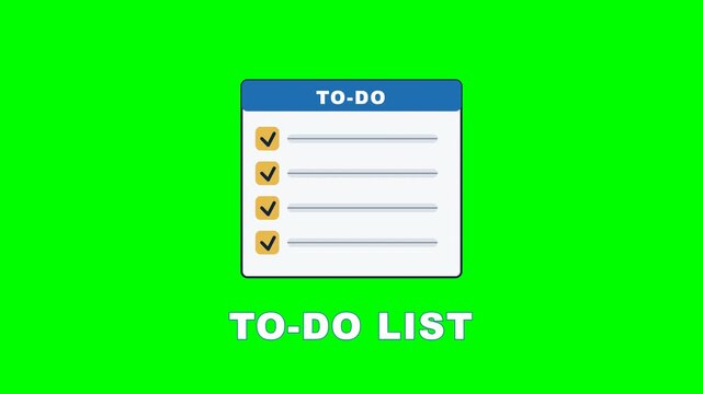 4K green screen TO-DO LIST animated title - a checklist where items get ticked, kinetic typography motion graphics intro overlay, chroma key