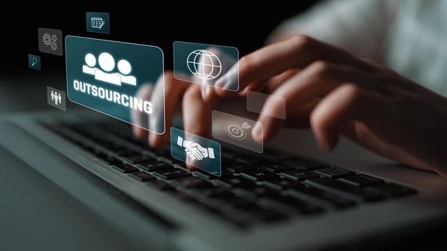 Outsourcing concept showing collaboration, delegation, global workforce, productivity, and task management through remote teams and external service providers Marrow