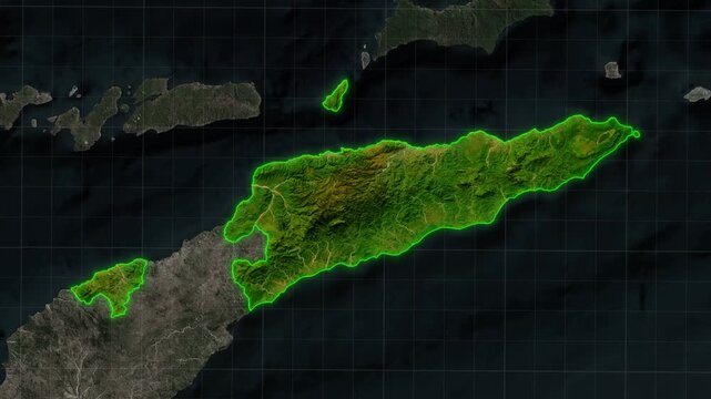East Timor Map Highlighted on High Resolution Satellite View Animation