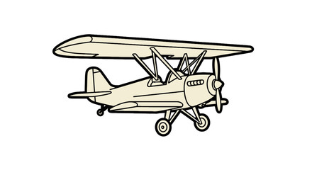 Vintage biplane with propeller and thick outlines © farel