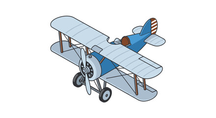 Vintage blue biplane with double wings and propeller © farel