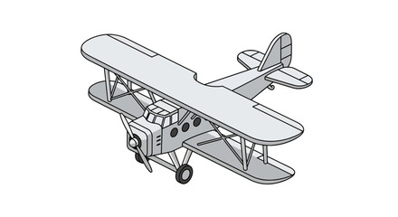 Classic transport biplane in isometric view © farel