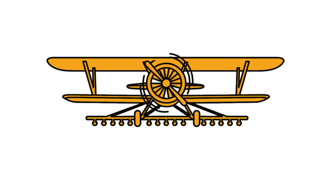 Agricultural crop duster biplane from front view