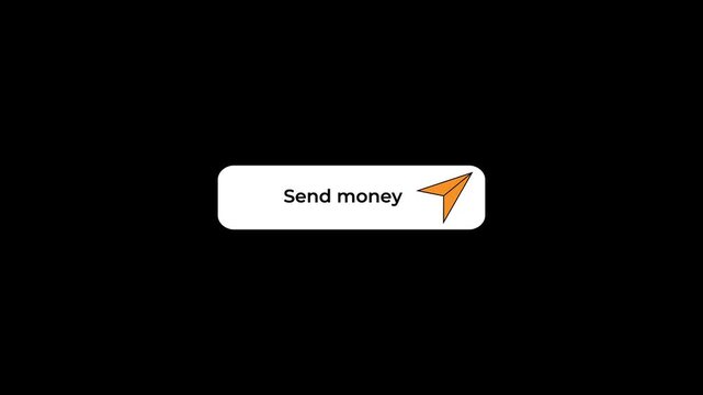 send money button click animation with mouse cursor payment ui motion graphics.