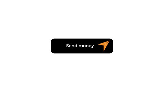 send money ui button click motion graphics animation.