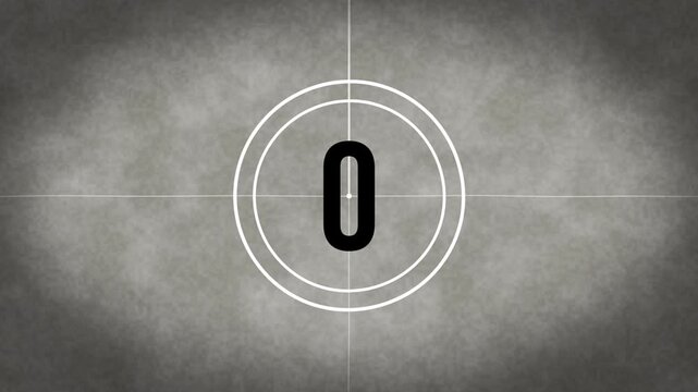 Monochrome universal countdown film leader number  vintage retro cinematic movie start