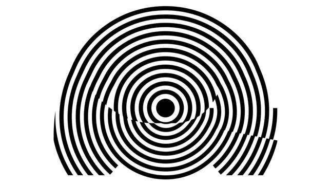 Abstract black and white concentric semicircle line pattern.