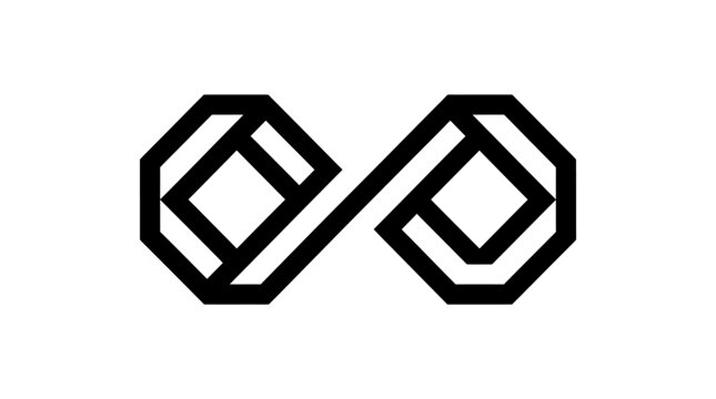 Abstract black geometric infinity loop logo icon.