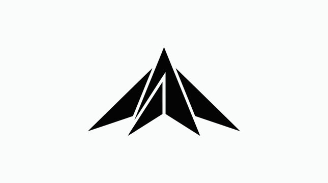 Abstract geometric paper plane stealth bird icon.