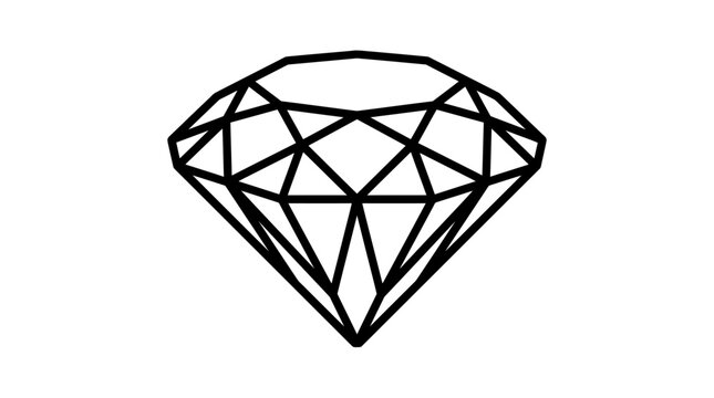 Black geometric diamond crystal icon isolated