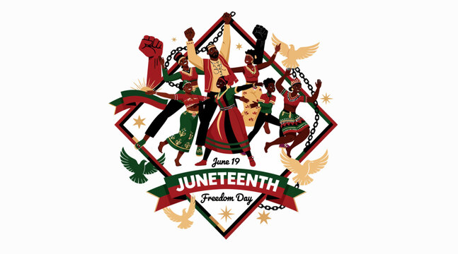 Juneteenth Celebration, Freedom Day, Black History, Unity, Joyful African American People Dancing
